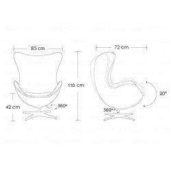 Fotel EGG CLASSIC ciemny szary.5 - wełna, podstawa aluminiowa