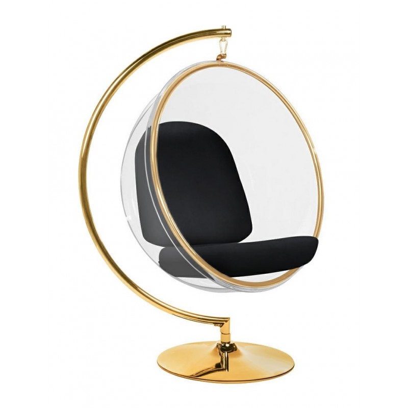 Fotel BUBBLE STAND GOLD VELVET poduszka czarna