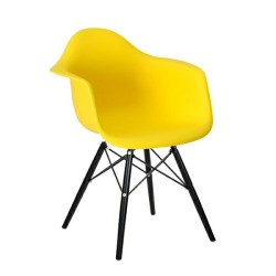 Fotel DAW BLACK słoneczny żółty.09 - polipropylen, podstawa drewniana czarna