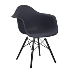 Fotel DAW BLACK antracytowy.39 - polipropylen, podstawa drewniana czarna