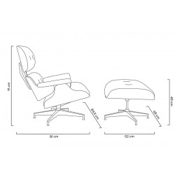 Fotel LOUNGE HM XL czarny / orzech z podnóżkiem