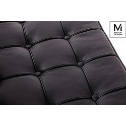 MODESTO sofa dwuosobowa BARCELON czarna - ekoskóra, stal polerowana