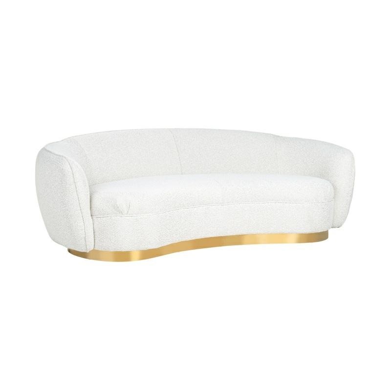 RICHMOND sofa WAYLON BOUCLE - biała, podstawa złota