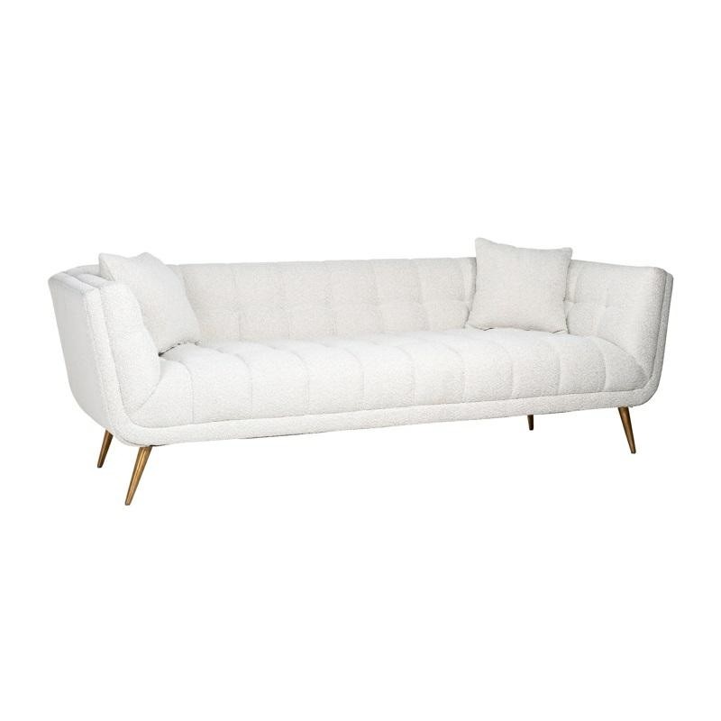 RICHMOND sofa HUXLEY BOUCLE - biała, szczotkowane złoto