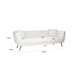 RICHMOND sofa HUXLEY BOUCLE - biała, szczotkowane złoto