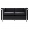 Sofa dwuosobowa SOFT LC2 czarna - włoska skóra naturalna, metal