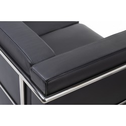 Sofa dwuosobowa SOFT LC2 czarna - włoska skóra naturalna, metal