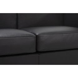 Sofa dwuosobowa SOFT LC2 czarna - włoska skóra naturalna, metal