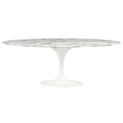 Stół TULIP ELLIPSE MARBLE ARABESCATO  - biały - blat owalny marmurowy, metal